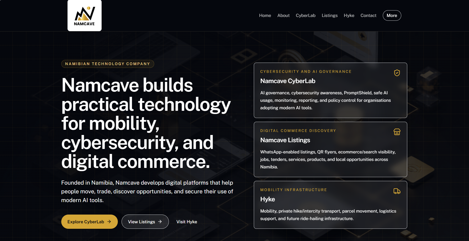 Namcave Portfolio project preview